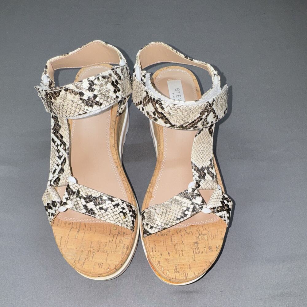 Steven New York Snake Print Strappy Cork Wedge Sandals Womens 8.5M EU 39